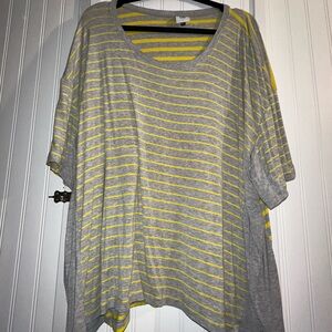 Gray and Yellow Striped Oversized Top
